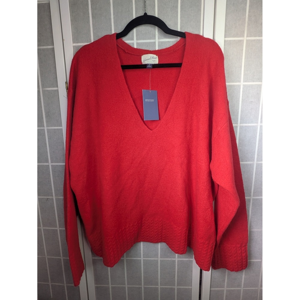 Universal Thread Womens Pullover Sweater 2XL NWT Red V-Neck Cashmere-Like Knit